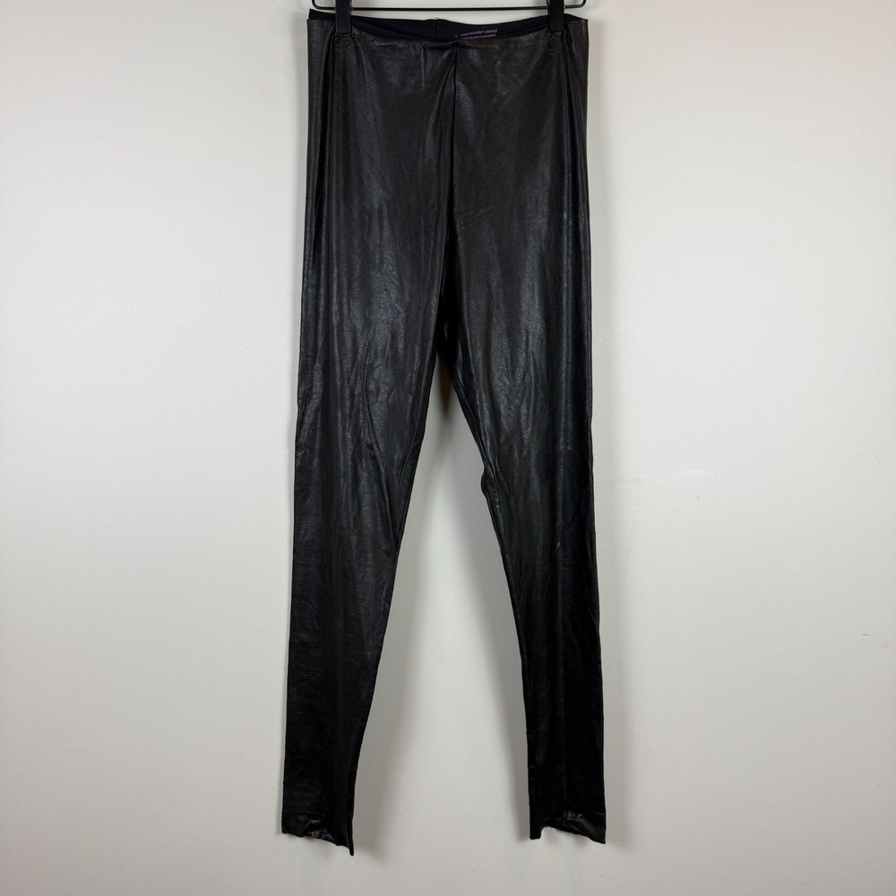 Commando Control Leggings Women's Large‎ Black Shiny Sleek Faux Leather Ankle